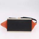 CELINE Trapeze Hand Bag Canvas 2way Orange Gold Tone Auth LN058A-11