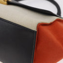 CELINE Trapeze Hand Bag Canvas 2way Orange Gold Tone Auth LN058A-13
