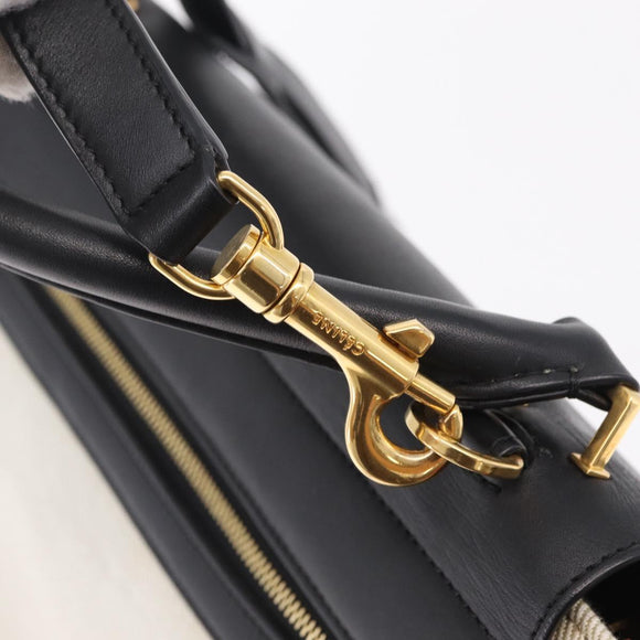 CELINE Trapeze Hand Bag Canvas 2way Orange Gold Tone Auth LN058A