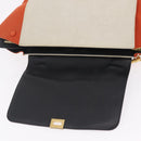 CELINE Trapeze Hand Bag Canvas 2way Orange Gold Tone Auth LN058A-18