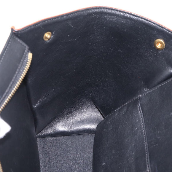 CELINE Trapeze Hand Bag Canvas 2way Orange Gold Tone Auth LN058A