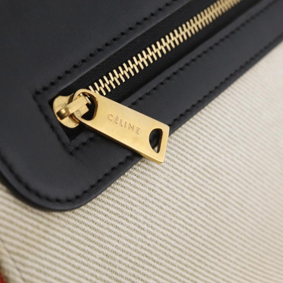 CELINE Trapeze Hand Bag Canvas 2way Orange Gold Tone Auth LN058A