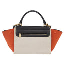 CELINE Trapeze Hand Bag Canvas 2way Orange Gold Tone Auth LN058A-3