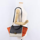 CELINE Trapeze Hand Bag Canvas 2way Orange Gold Tone Auth LN058A-30