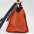 CELINE Trapeze Hand Bag Canvas 2way Orange Gold Tone Auth LN058A-4