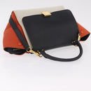 CELINE Trapeze Hand Bag Canvas 2way Orange Gold Tone Auth LN058A-6