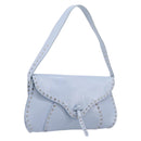 CELINE Shoulder Bag Leather Light Blue Silver Auth LN059A-1