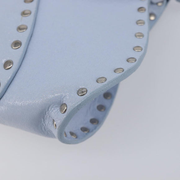 CELINE Shoulder Bag Leather Light Blue Silver Auth LN059A