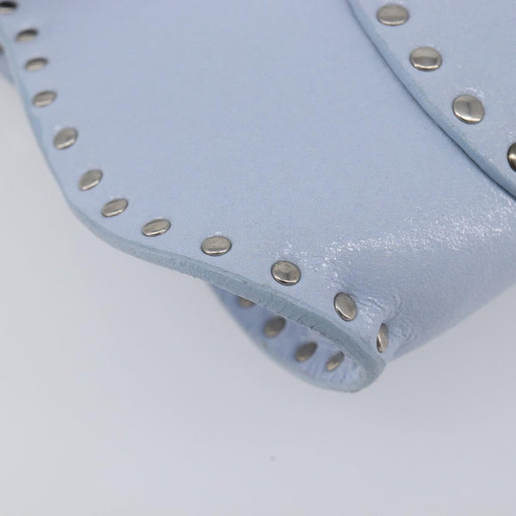 CELINE Shoulder Bag Leather Light Blue Silver Auth LN059A