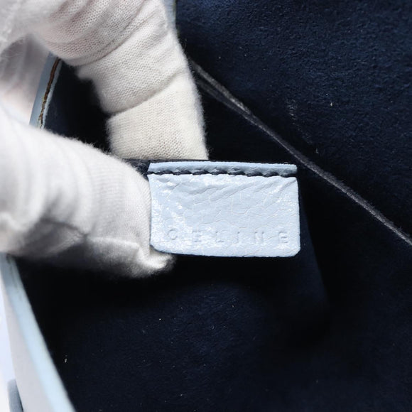 CELINE Shoulder Bag Leather Light Blue Silver Auth LN059A