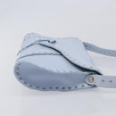 CELINE Shoulder Bag Leather Light Blue Silver Auth LN059A-4