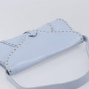 CELINE Shoulder Bag Leather Light Blue Silver Auth LN059A-6
