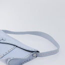 CELINE Shoulder Bag Leather Light Blue Silver Auth LN059A-8