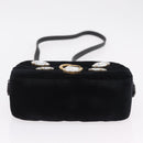 GUCCI GG Marmont Chain Shoulder Bag Velor Black Gold Tone 448065 Auth LN060V-5