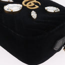 GUCCI GG Marmont Chain Shoulder Bag Velor Black Gold Tone 448065 Auth LN060V-16