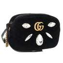 GUCCI GG Marmont Chain Shoulder Bag Velor Black Gold Tone 448065 Auth LN060V-1