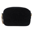 GUCCI GG Marmont Chain Shoulder Bag Velor Black Gold Tone 448065 Auth LN060V-2