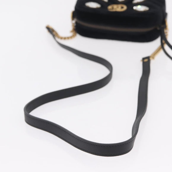 GUCCI GG Marmont Chain Shoulder Bag Velor Black Gold Tone 448065 Auth LN060V