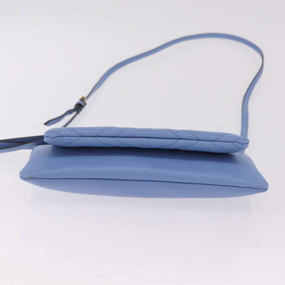 GUCCI GG Marmont Shoulder Bag Leather Light Blue Gold Tone 453878 Auth LN063V