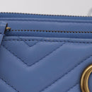 GUCCI GG Marmont Shoulder Bag Leather Light Blue Gold Tone 453878 Auth LN063V-2