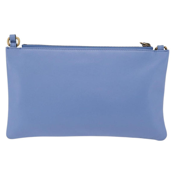 GUCCI GG Marmont Shoulder Bag Leather Light Blue Gold Tone 453878 Auth LN063V