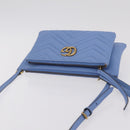 GUCCI GG Marmont Shoulder Bag Leather Light Blue Gold Tone 453878 Auth LN063V-7