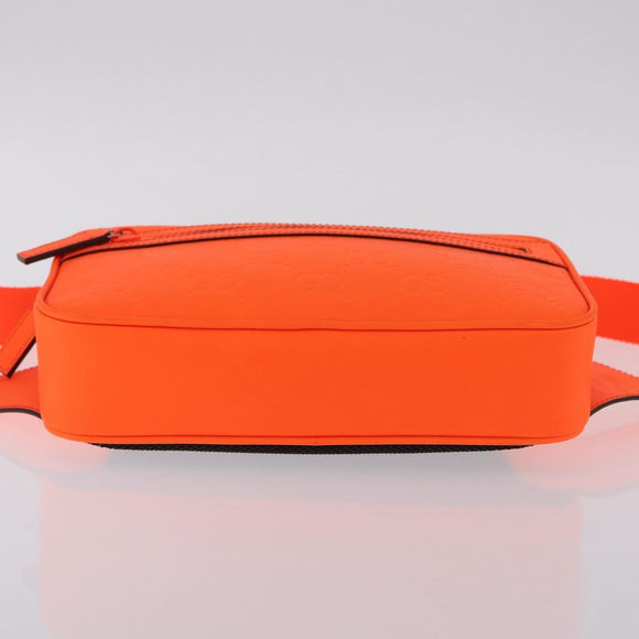 GUCCI GuccissimaGG Waist Bag Leather Orange Silver 771422 Auth LN064V