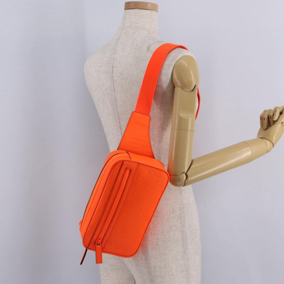 GUCCI GuccissimaGG Waist Bag Leather Orange Silver 771422 Auth LN064V