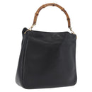 GUCCI Bamboo Shoulder Bag Leather Black Gold Tone 001 1998 1638 Auth LN065-1