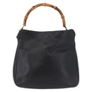 GUCCI Bamboo Shoulder Bag Leather Black Gold Tone 001 1998 1638 Auth LN065-3