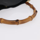 GUCCI Bamboo Shoulder Bag Leather Black Gold Tone 001 1998 1638 Auth LN065-7