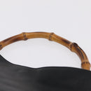 GUCCI Bamboo Shoulder Bag Leather Black Gold Tone 001 1998 1638 Auth LN065-8