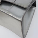 Balenciaga Hour Glass Hand Bag Leather 2way Silver 592833 Auth LN068A-9
