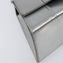 Balenciaga Hour Glass Hand Bag Leather 2way Silver 592833 Auth LN068A-17