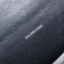 Balenciaga Hour Glass Hand Bag Leather 2way Silver 592833 Auth LN068A-22