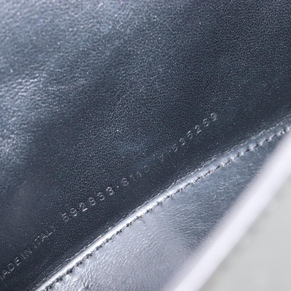 Balenciaga Hour Glass Hand Bag Leather 2way Silver 592833 Auth LN068A