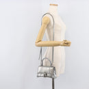 Balenciaga Hour Glass Hand Bag Leather 2way Silver 592833 Auth LN068A-25