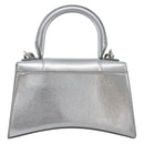 Balenciaga Hour Glass Hand Bag Leather 2way Silver 592833 Auth LN068A-2
