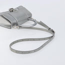 Balenciaga Hour Glass Hand Bag Leather 2way Silver 592833 Auth LN068A-8