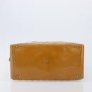 CHANEL Choco Bar Hand Bag Patent Yellow Silver CC Auth LN069-12