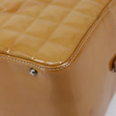 CHANEL Choco Bar Hand Bag Patent Yellow Silver CC Auth LN069-13
