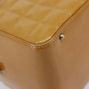 CHANEL Choco Bar Hand Bag Patent Yellow Silver CC Auth LN069-14