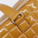 CHANEL Choco Bar Hand Bag Patent Yellow Silver CC Auth LN069-17