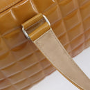 CHANEL Choco Bar Hand Bag Patent Yellow Silver CC Auth LN069-18
