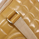 CHANEL Choco Bar Hand Bag Patent Yellow Silver CC Auth LN069-20