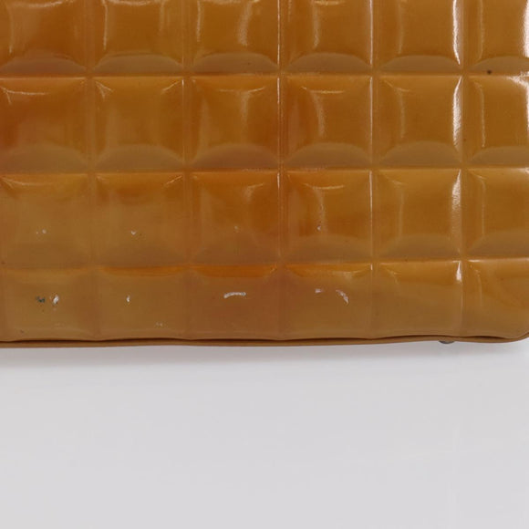 CHANEL Choco Bar Hand Bag Patent Yellow Silver CC Auth LN069