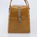 CHANEL Choco Bar Hand Bag Patent Yellow Silver CC Auth LN069-6