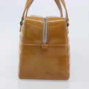 CHANEL Choco Bar Hand Bag Patent Yellow Silver CC Auth LN069-7