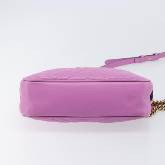 GUCCI GG Marmont Chain Shoulder Bag Leather Pink Gold Tone 447632 Auth LN071A