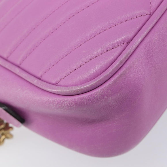 GUCCI GG Marmont Chain Shoulder Bag Leather Pink Gold Tone 447632 Auth LN071A
